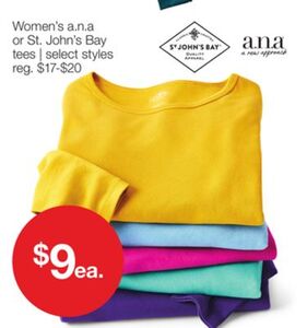 Women's a.n.a or St. John's Bay tees for $9 EA