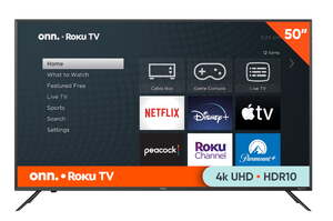 onn. 50” Class 4K UHD (2160P) LED Roku Smart TV HDR (100012585)