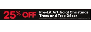 20% Off Pre-Lit Artificial Christmas Trees and Tree Decor