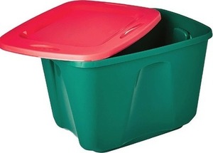 Holiday Living Medium 18-Gallons (72-Quart) Red and Green Tote with Standard Snap Lid