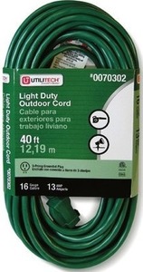 Utilitech 40-ft 16 / 3-Prong Outdoor Sjtw Light Duty General Extension Cord