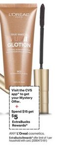 Spend $15 get $5 Extra Bucks Rewards any L'Oreal cosmetics