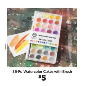 36-Pc Watercolor Cakes with Brush