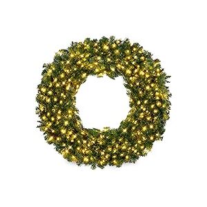 Best Choice Products 60in Large Artificial Pre-Lit Fir Christmas Wreath Holiday Accent Decoration