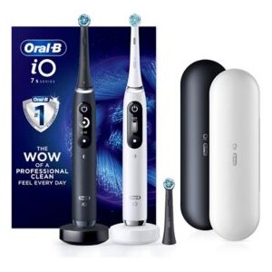 Oral-B iO Series 7s Electric Toothbrush, Black Onyx and White Alabaster 2 pk., 3 Brush Heads