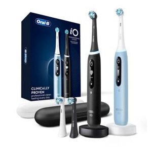 Oral-B iO Series 7 Electric Toothbrush, Black Onyx & Aquamarine, 2 pk., 4 Brush Heads