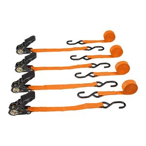 HAUL-MASTER 400 lb. Capacity, 1 in. x 15 ft. Ratcheting Tie Downs 4-Pack
