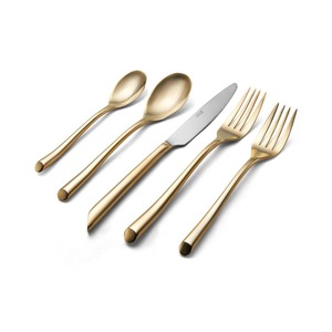 Towle Living Satin Gold Wave 20-Piece 18/0 Stainless Steel Flatware Set