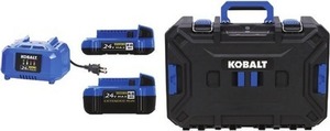 Get 1-FREE Select Kobalt 24V Max Tool with purchase of 24V Max Battery Starter Kit with Casestack Tool Box
