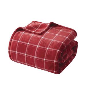 10ft x 10ft Red and White Plaid Family Blanket