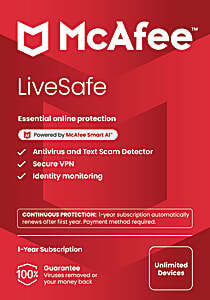 McAfee LiveSafe Antivirus & Internet Security Software