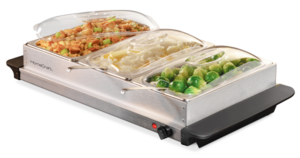 HomeCraft 3-Station 2.5-Quart Stainless Steel Buffet Server & Warming Tray